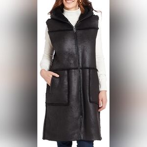 Frye Water Resistant Faux Leather & Faux Shearling Vest